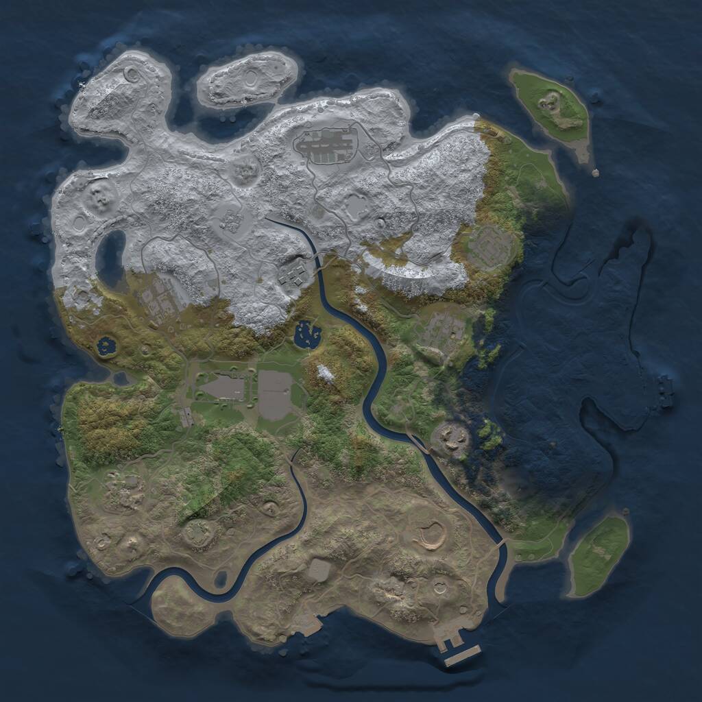Rust Map: Procedural Map, Size: 3750, Seed: 1886115679, 16 Monuments