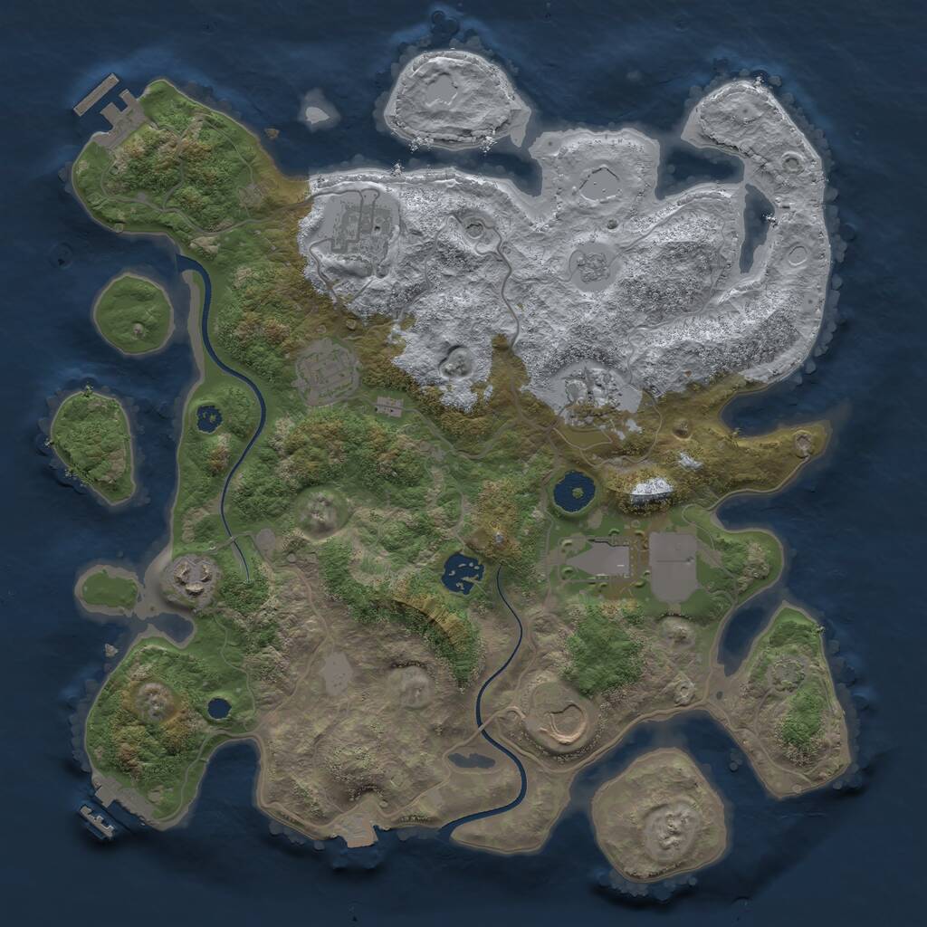 Rust Map: Procedural Map, Size: 3500, Seed: 526359033, 13 Monuments