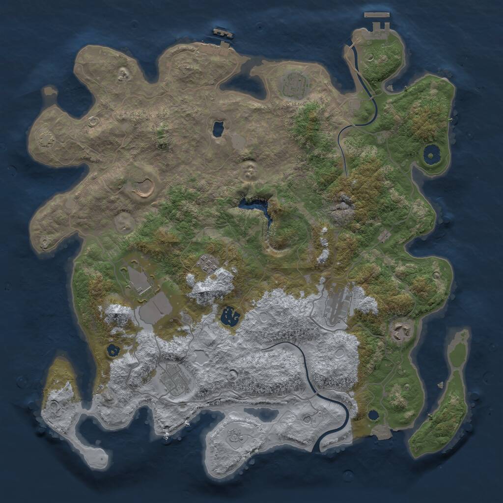 Rust Map: Procedural Map, Size: 4000, Seed: 229939243, 14 Monuments