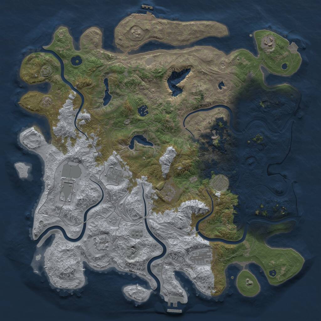 Rust Map: Procedural Map, Size: 4500, Seed: 465640225, 16 Monuments