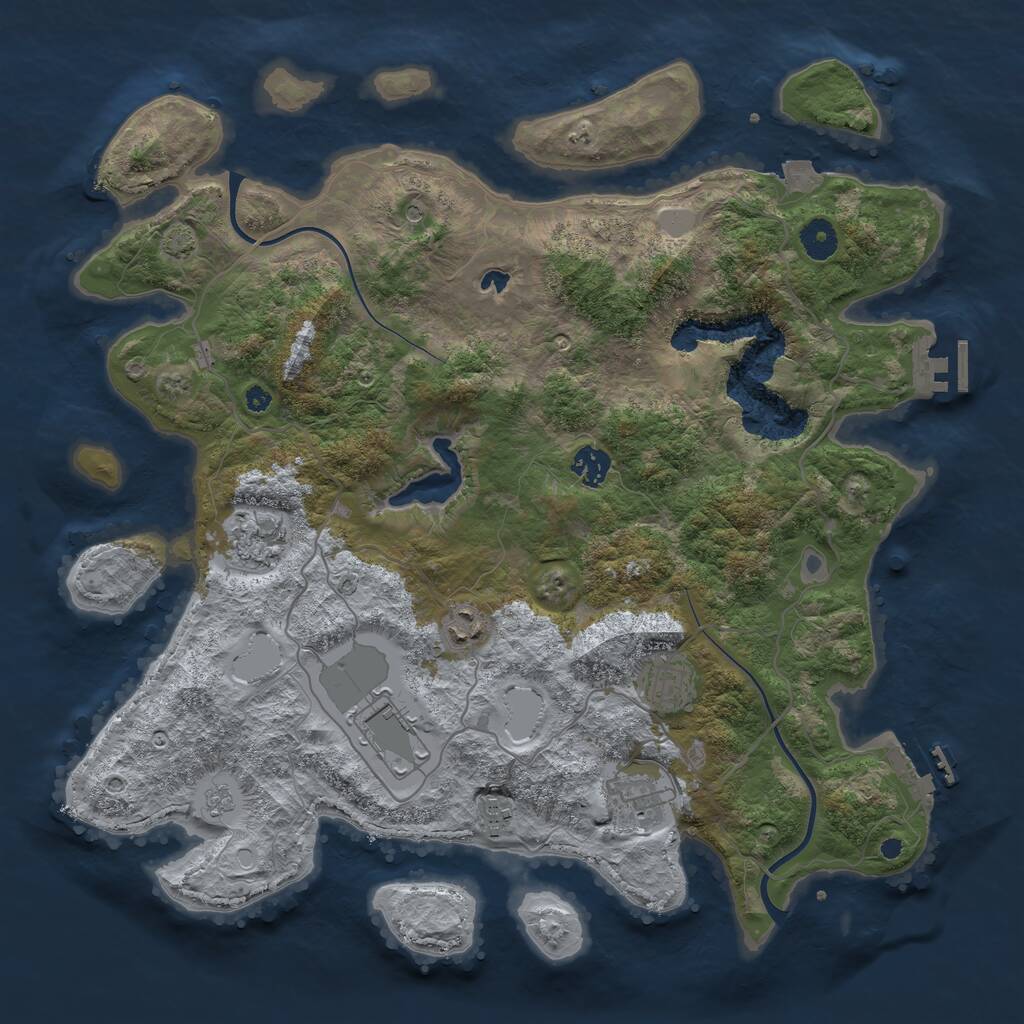 Rust Map: Procedural Map, Size: 4000, Seed: 952331931, 13 Monuments