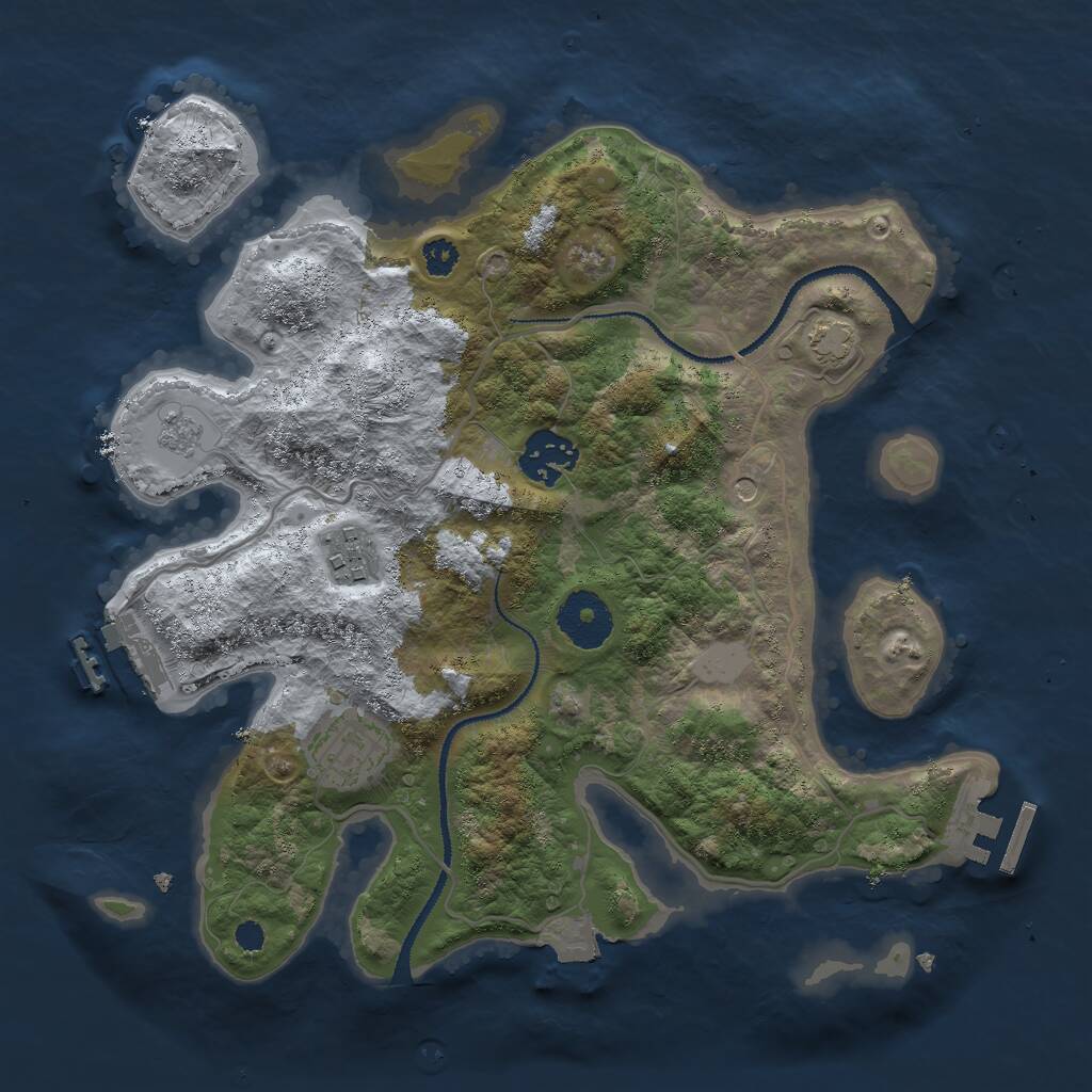 Rust Map: Procedural Map, Size: 3000, Seed: 7528491, 9 Monuments