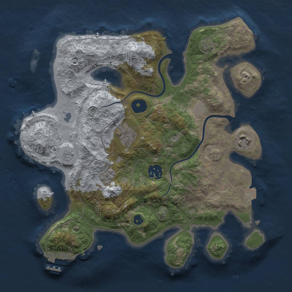 Rust Map: Procedural Map, Size: 3000, Seed: 261249790, 9 Monuments
