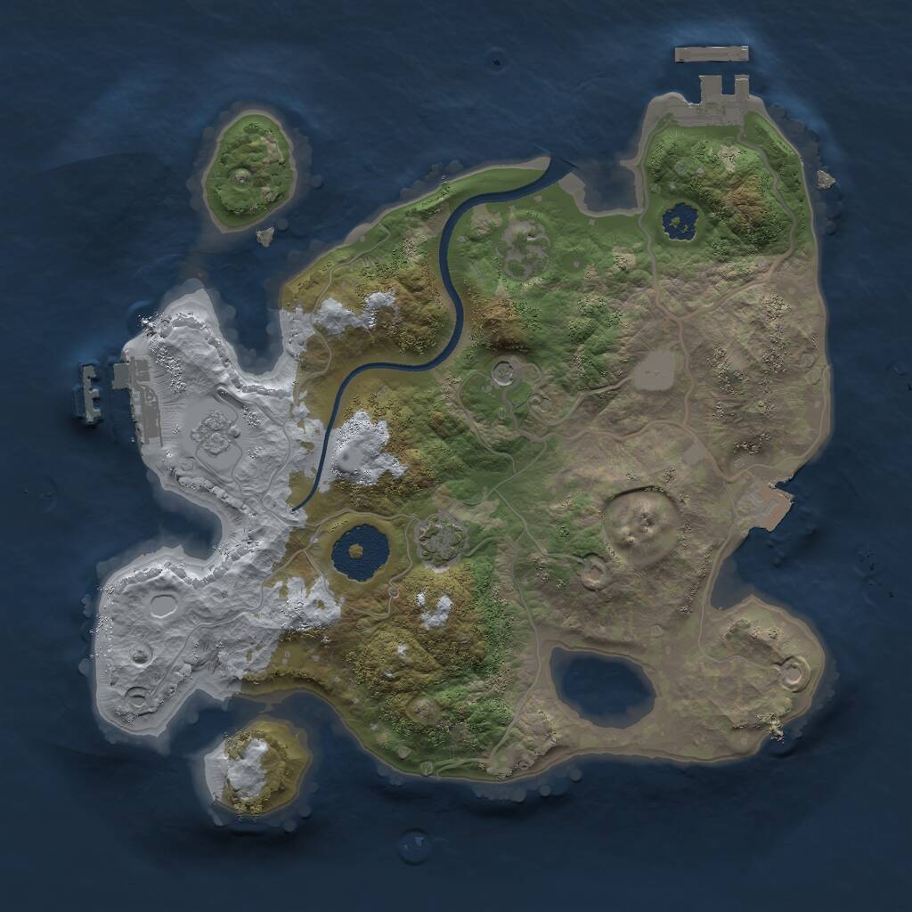 Rust Map: Procedural Map, Size: 2500, Seed: 2143461515, 6 Monuments