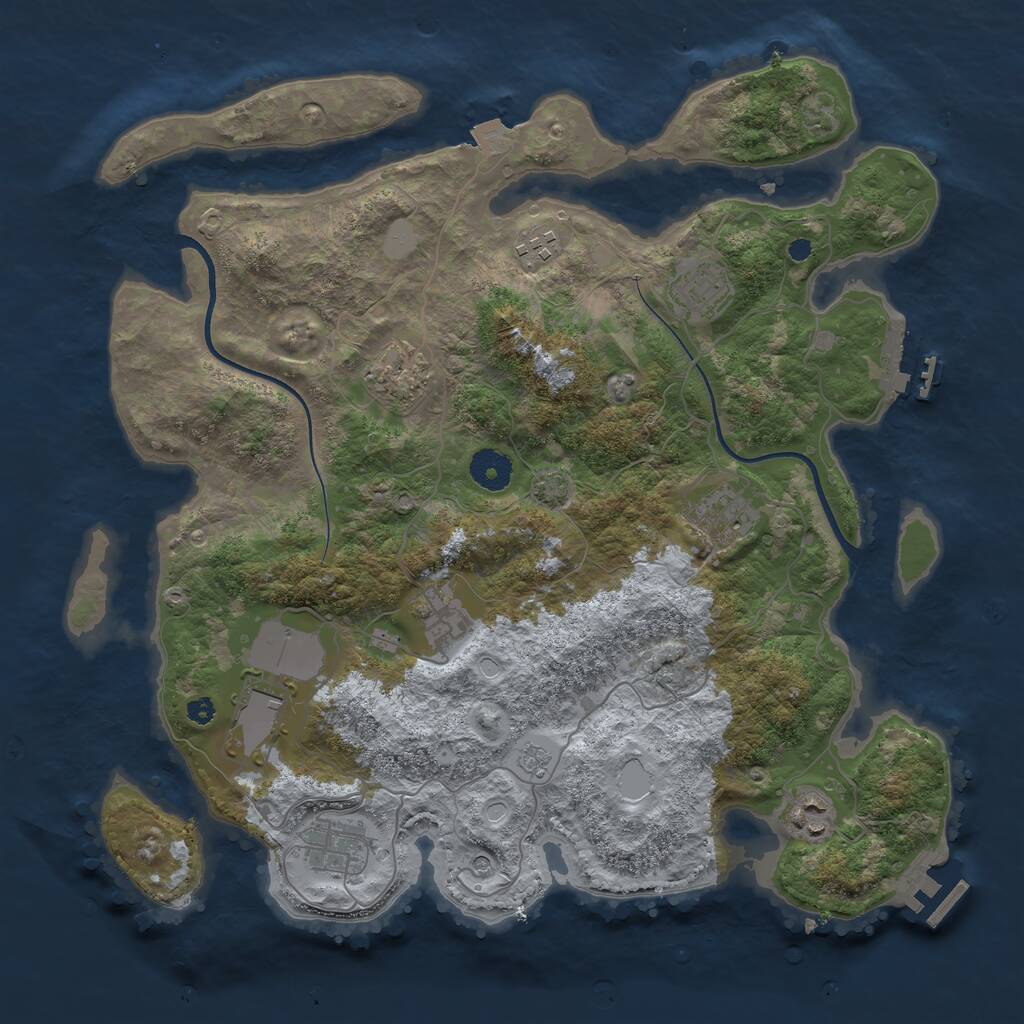 Rust Map: Procedural Map, Size: 3700, Seed: 1306660831, 14 Monuments