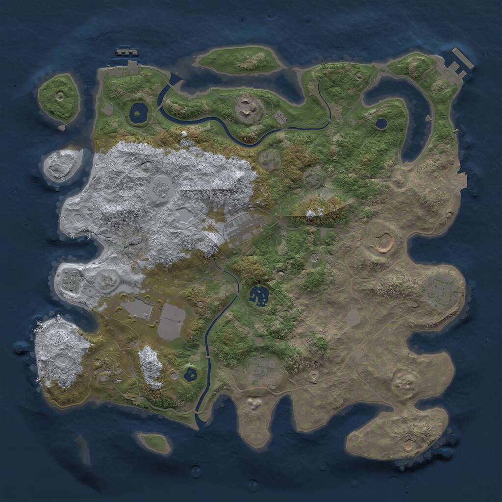 Rust Map: Procedural Map, Size: 3750, Seed: 54325, 15 Monuments