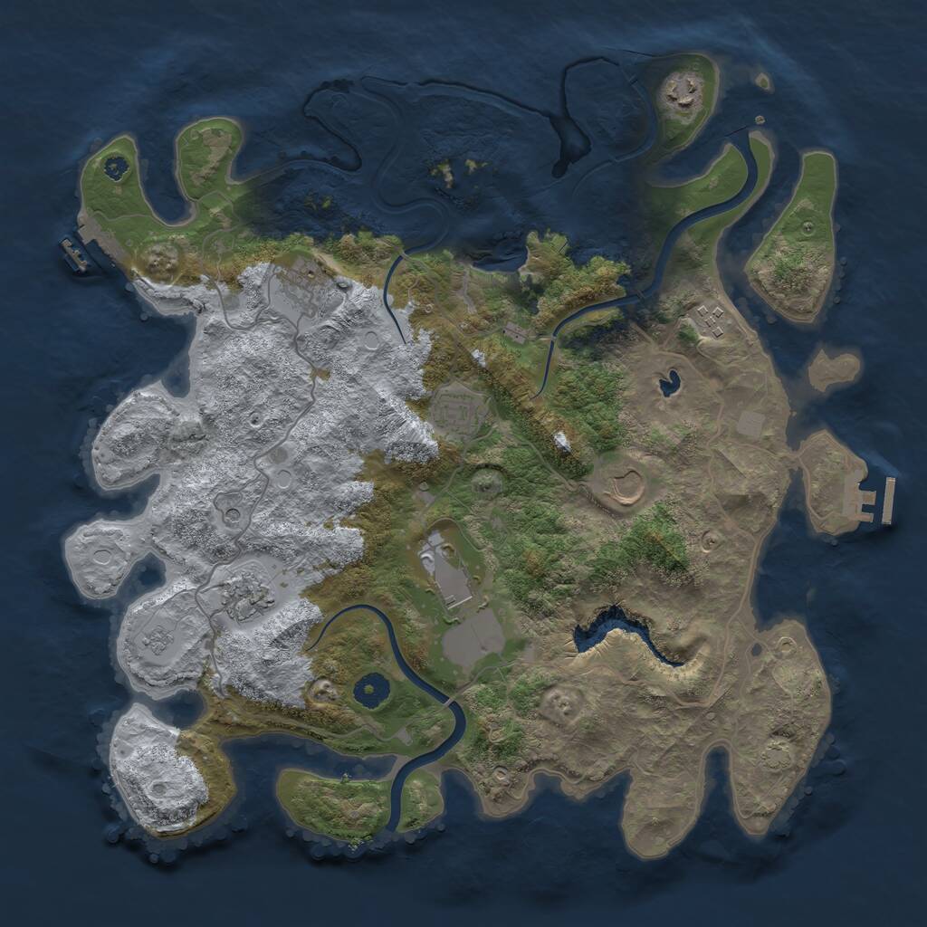 Rust Map: Procedural Map, Size: 4000, Seed: 1084474334, 13 Monuments