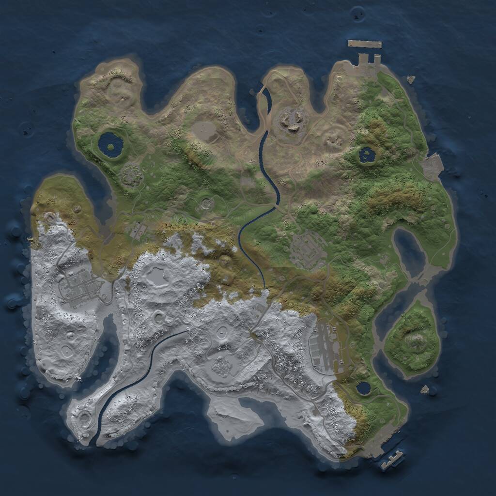 Rust Map: Procedural Map, Size: 3000, Seed: 410053278, 10 Monuments