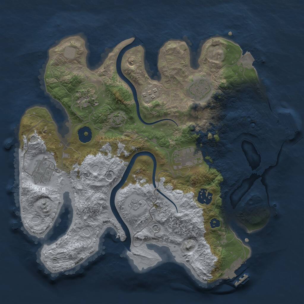 Rust Map: Procedural Map, Size: 3000, Seed: 410053278, 12 Monuments