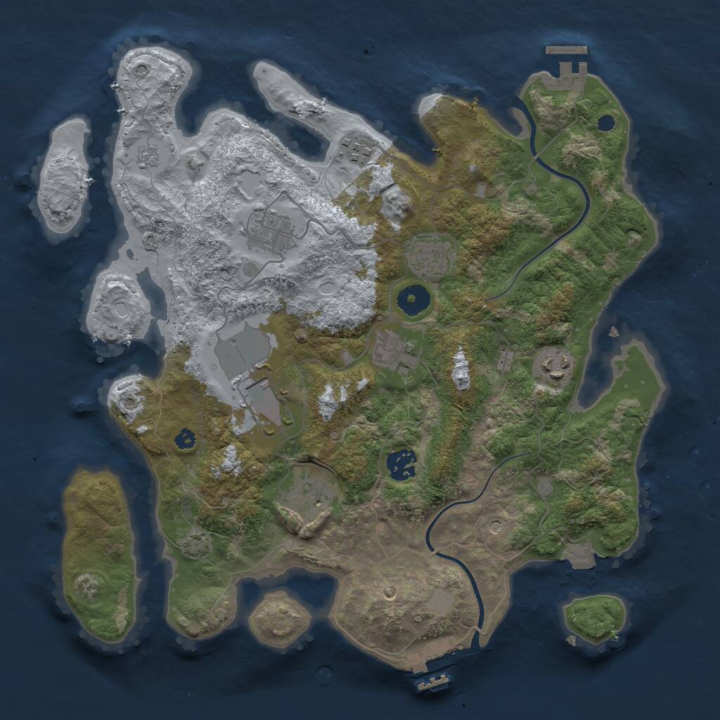 Rust Map: Procedural Map, Size: 3500, Seed: 796194132, 14 Monuments