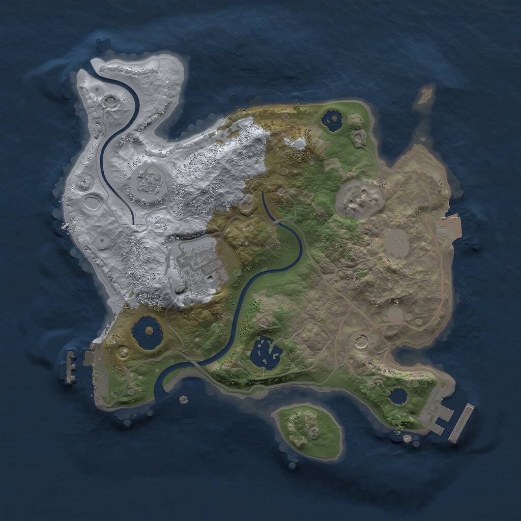 Rust Map: Procedural Map, Size: 2500, Seed: 661292176, 7 Monuments