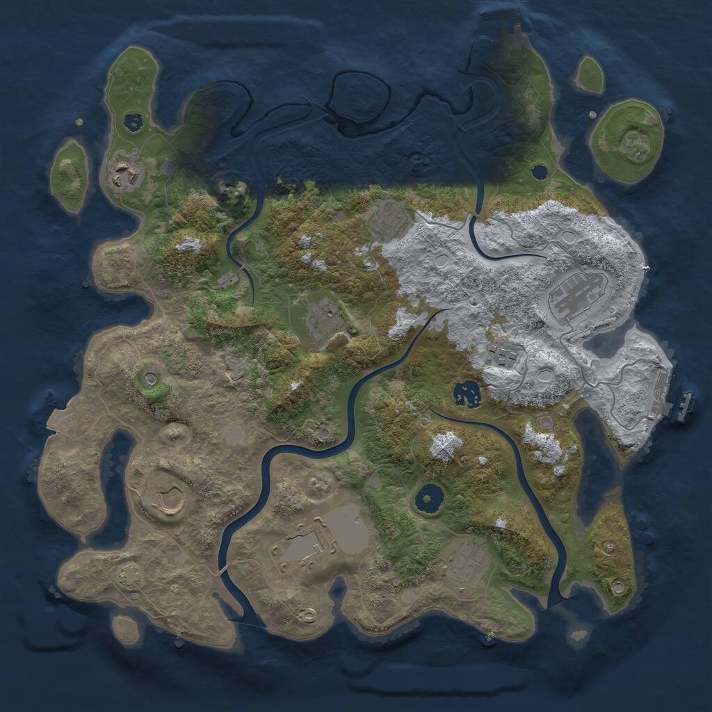 Rust Map: Procedural Map, Size: 3800, Seed: 485427672, 14 Monuments