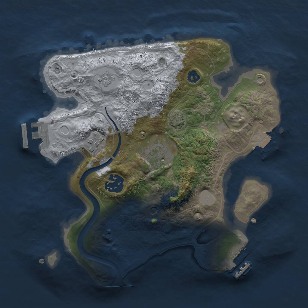 Rust Map: Procedural Map, Size: 2500, Seed: 164327011, 9 Monuments