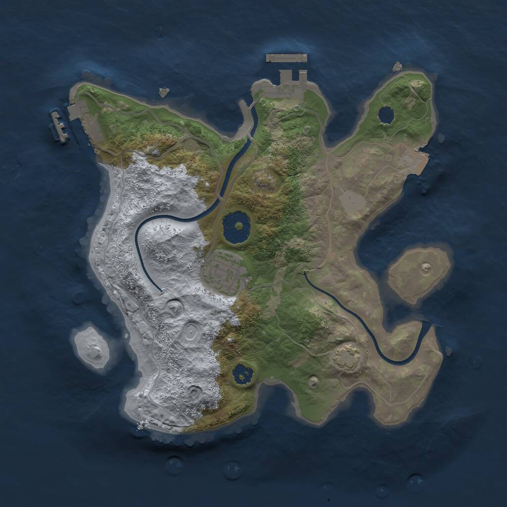 Rust Map: Procedural Map, Size: 2500, Seed: 1398785564, 5 Monuments