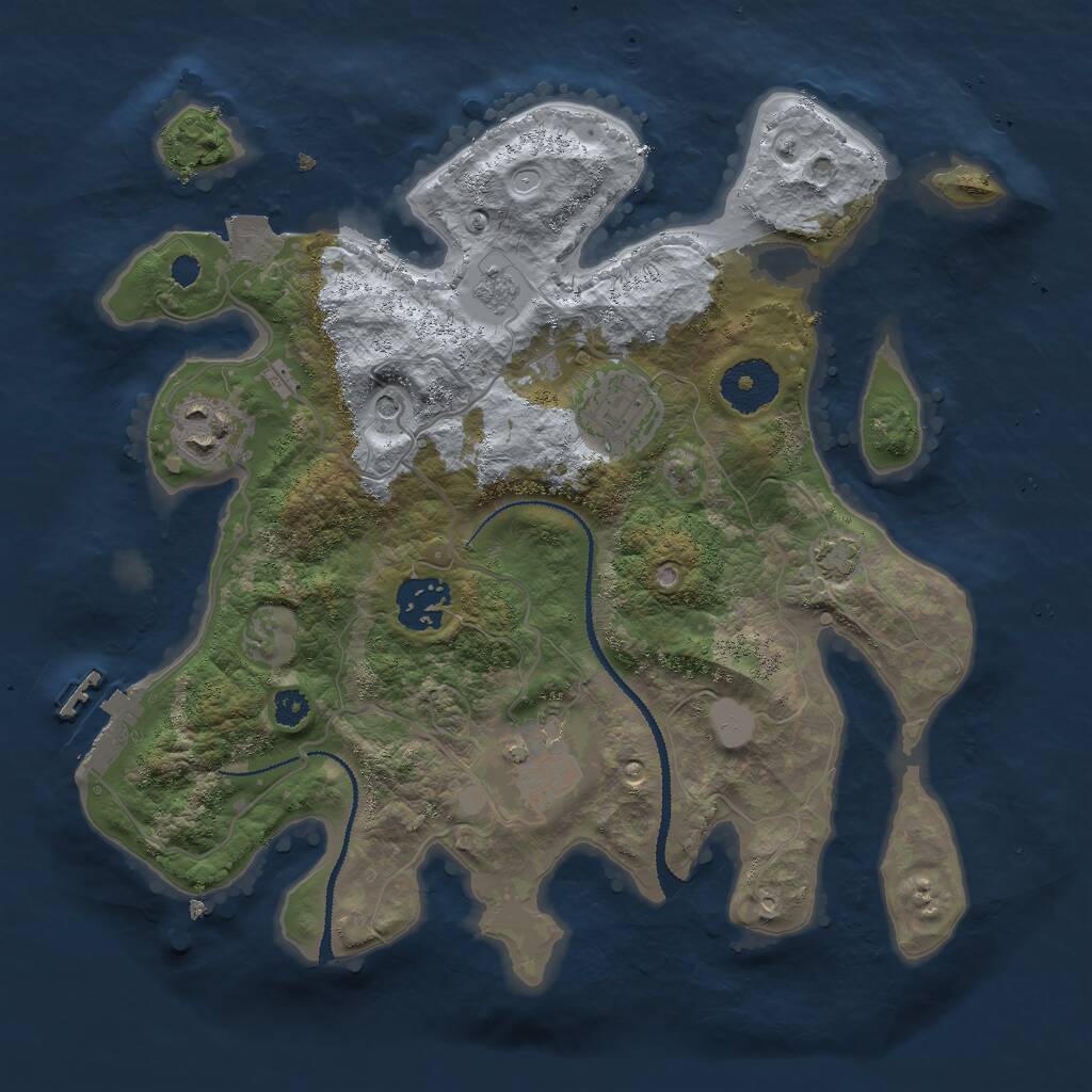 Rust Map: Procedural Map, Size: 3000, Seed: 608166530, 9 Monuments