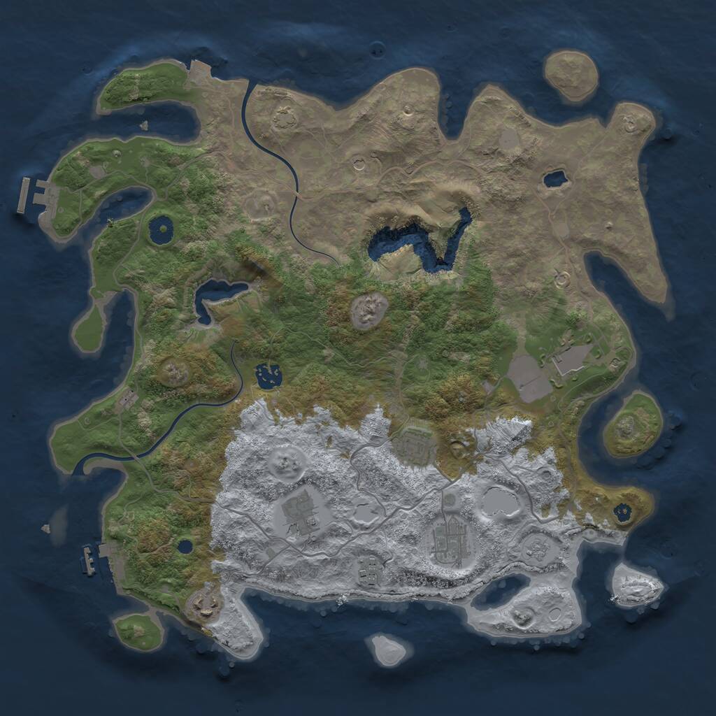 Rust Map: Procedural Map, Size: 4000, Seed: 1127475643, 13 Monuments