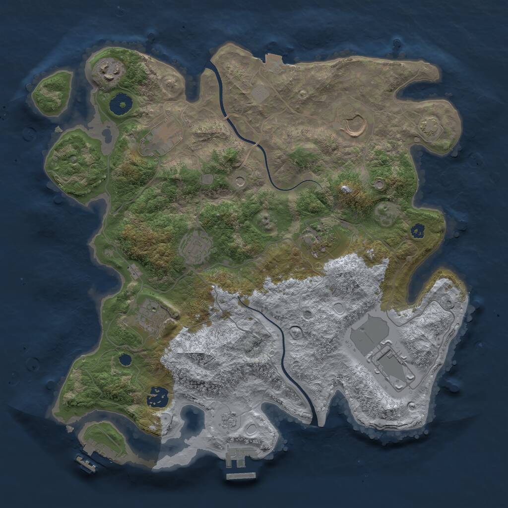 Rust Map: Procedural Map, Size: 3500, Seed: 3251988, 14 Monuments