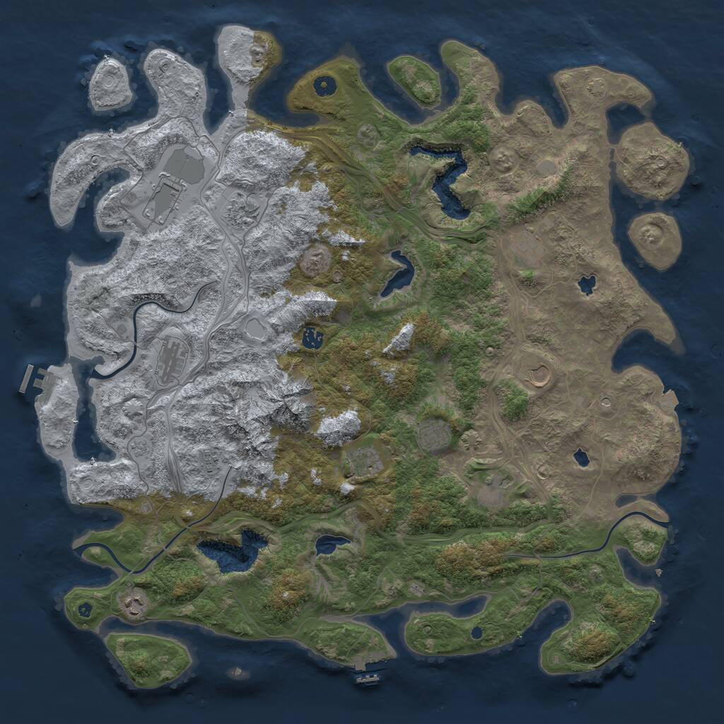 Rust Map: Procedural Map, Size: 5000, Seed: 377981, 17 Monuments