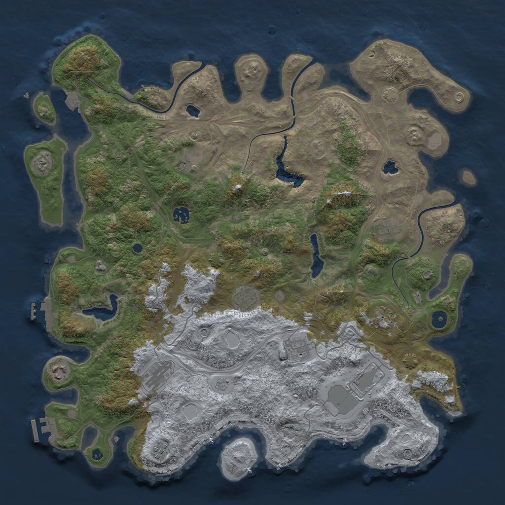 Rust Map: Procedural Map, Size: 4500, Seed: 2118446392, 16 Monuments