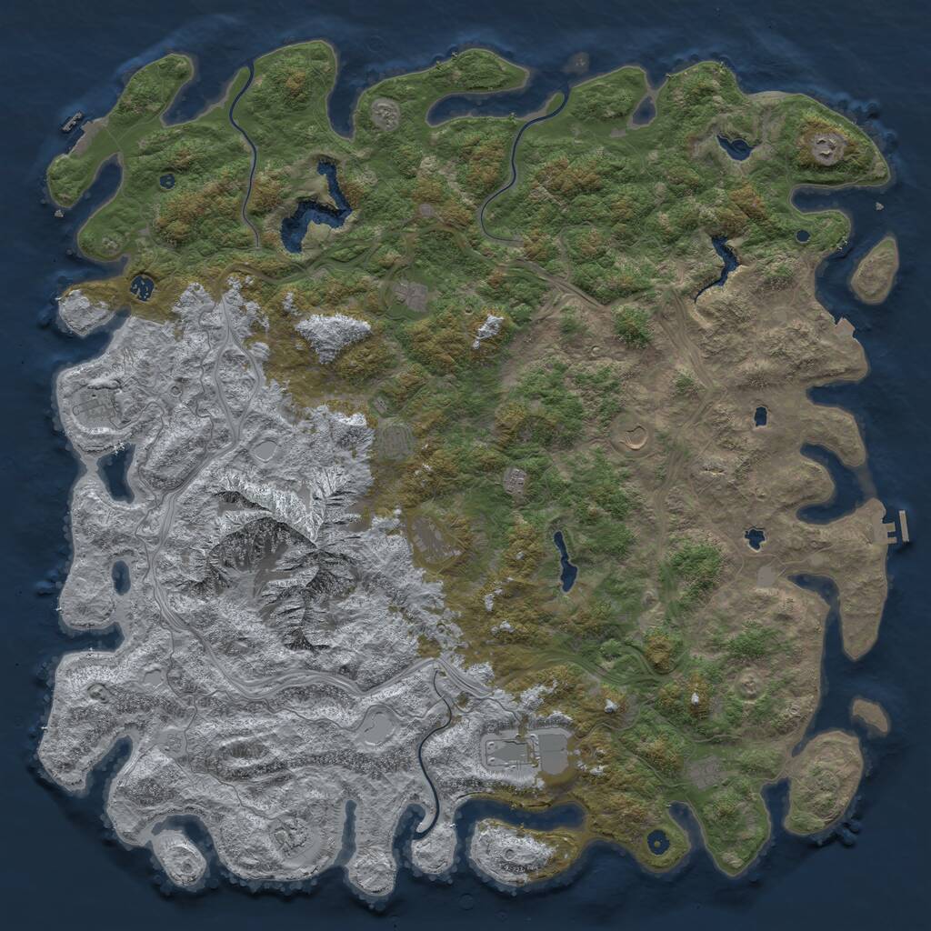 Rust Map: Procedural Map, Size: 6000, Seed: 60123, 17 Monuments