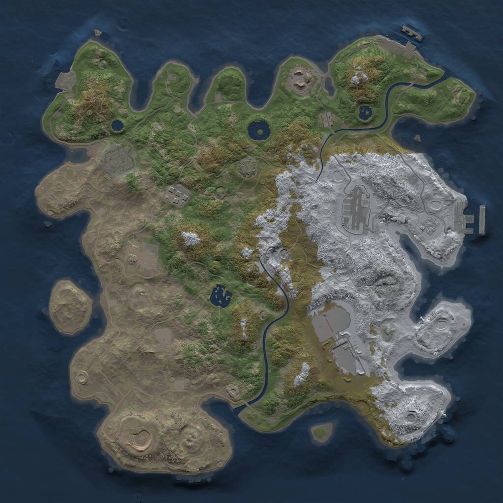 Rust Map: Procedural Map, Size: 3500, Seed: 850520036, 14 Monuments