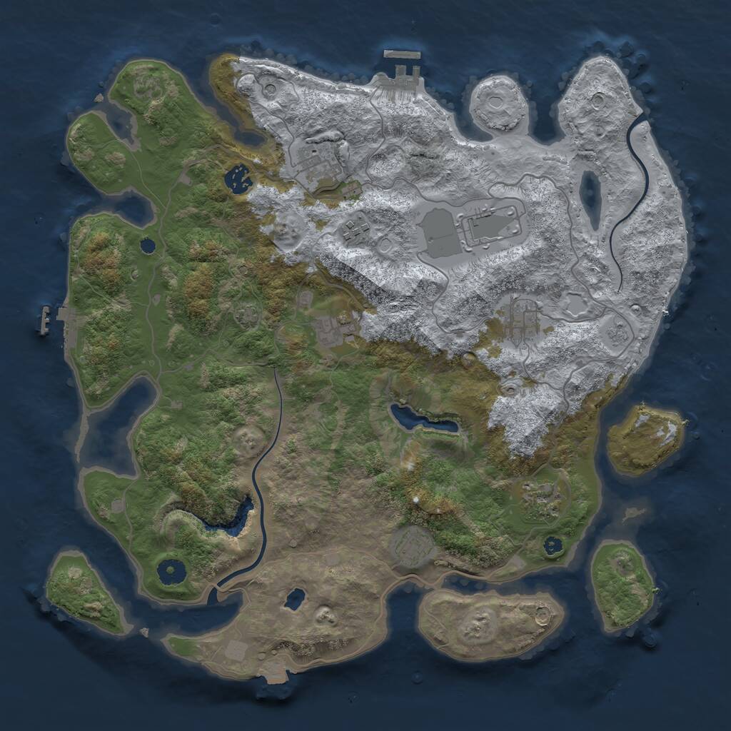 Rust Map: Procedural Map, Size: 4000, Seed: 753684261, 14 Monuments