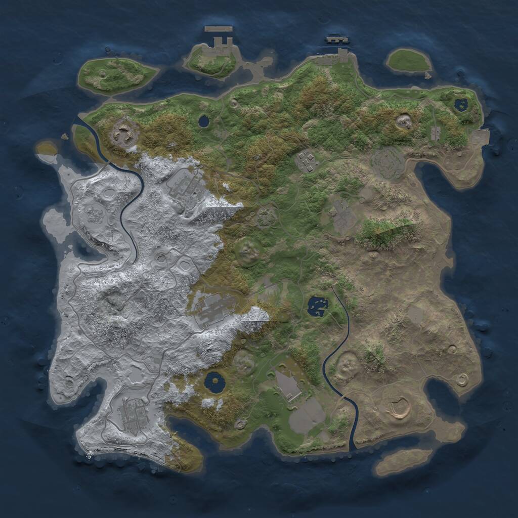 Rust Map: Procedural Map, Size: 3750, Seed: 1694295978, 16 Monuments