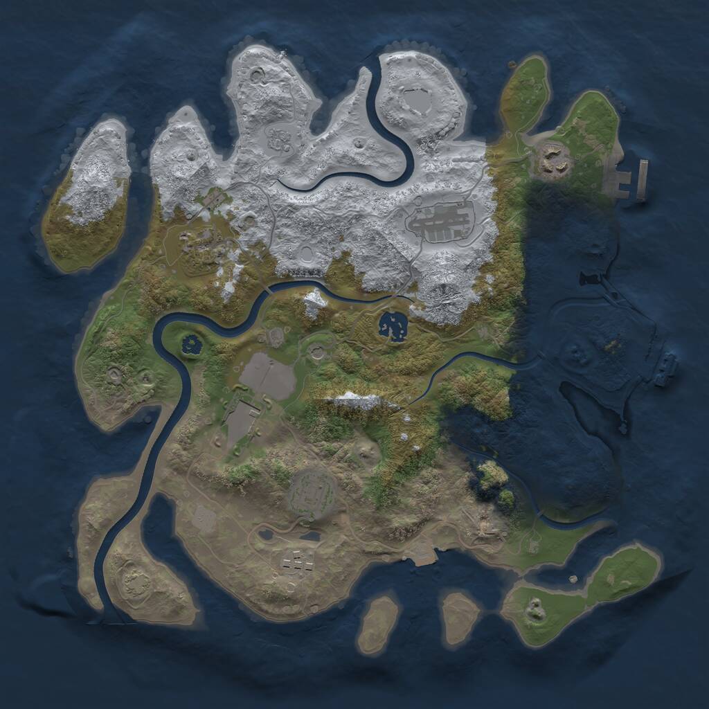 Rust Map: Procedural Map, Size: 3500, Seed: 483940653, 13 Monuments