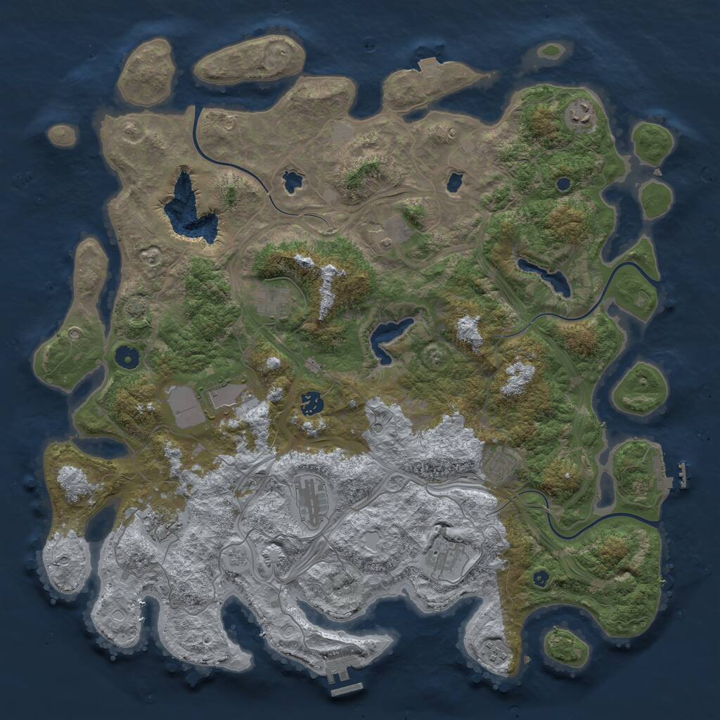 Rust Map: Procedural Map, Size: 4500, Seed: 1491738024, 16 Monuments