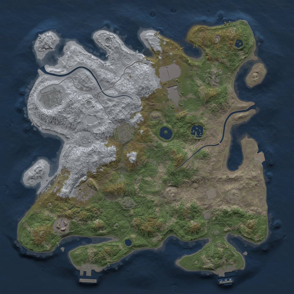 Rust Map: Procedural Map, Size: 3500, Seed: 9687124, 12 Monuments