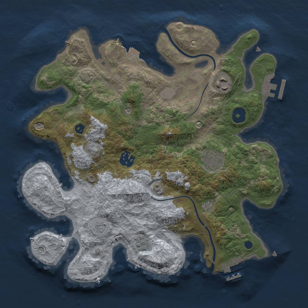 Rust Map: Procedural Map, Size: 3100, Seed: 77493568, 10 Monuments