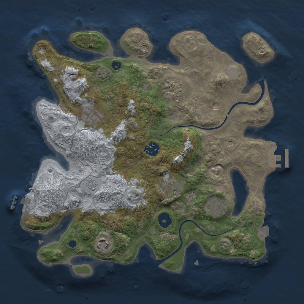 Rust Map: Procedural Map, Size: 3250, Seed: 1220910094, 12 Monuments