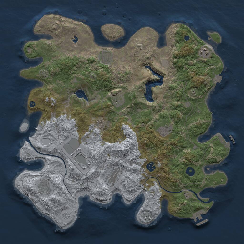 Rust Map: Procedural Map, Size: 4000, Seed: 123116189, 14 Monuments