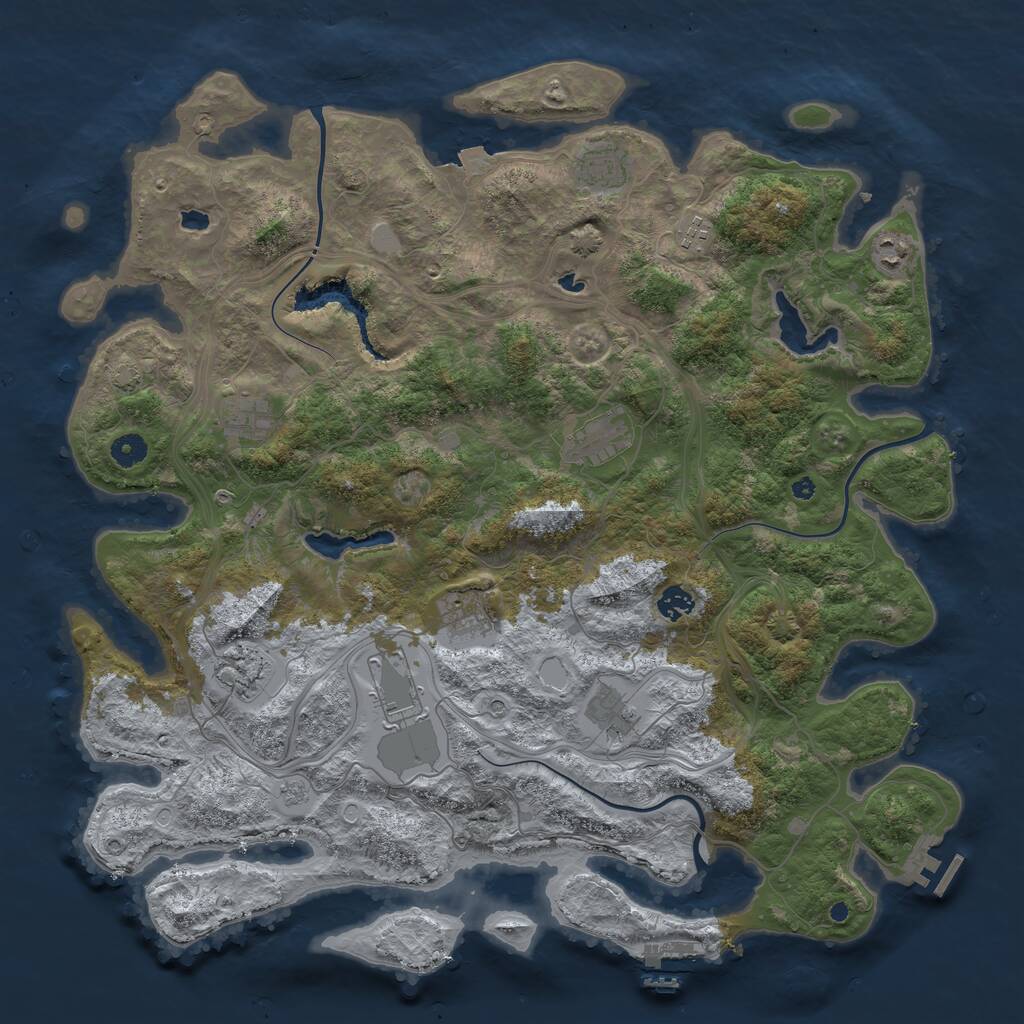 Rust Map: Procedural Map, Size: 4500, Seed: 1386625, 16 Monuments