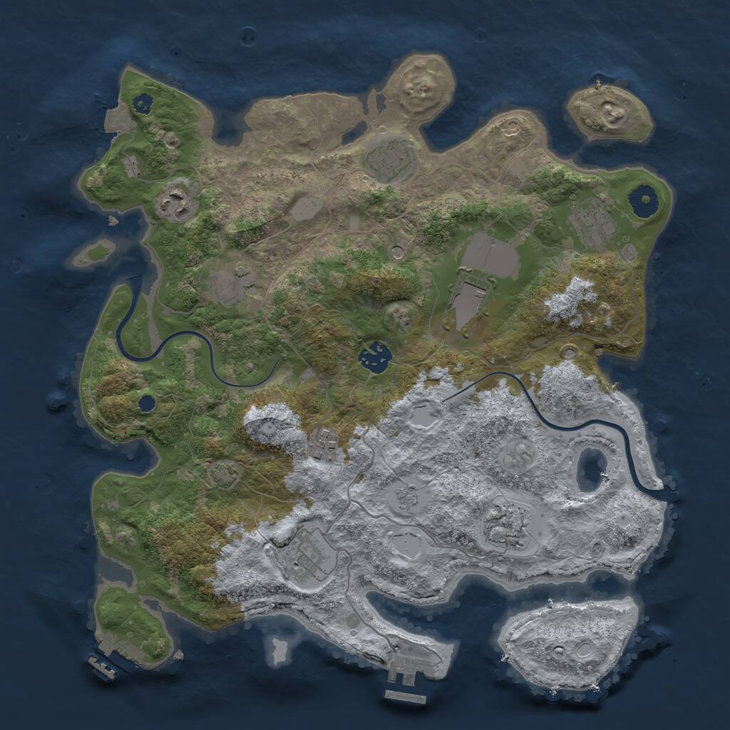 Rust Map: Procedural Map, Size: 3600, Seed: 20402, 15 Monuments