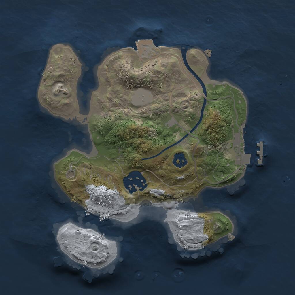 Rust Map: Procedural Map, Size: 2000, Seed: 49686, 3 Monuments