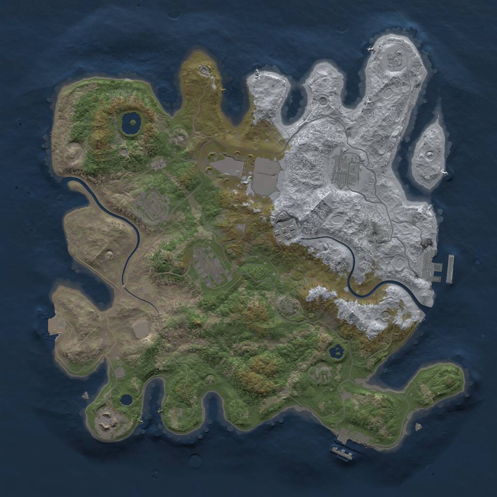 Rust Map: Procedural Map, Size: 3500, Seed: 1020327385, 12 Monuments