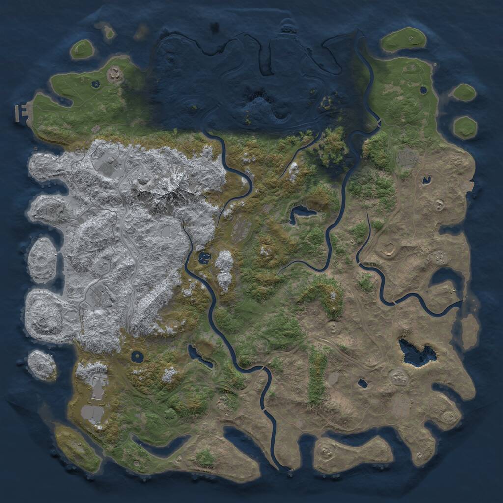 Rust Map: Procedural Map, Size: 6000, Seed: 184180, 17 Monuments