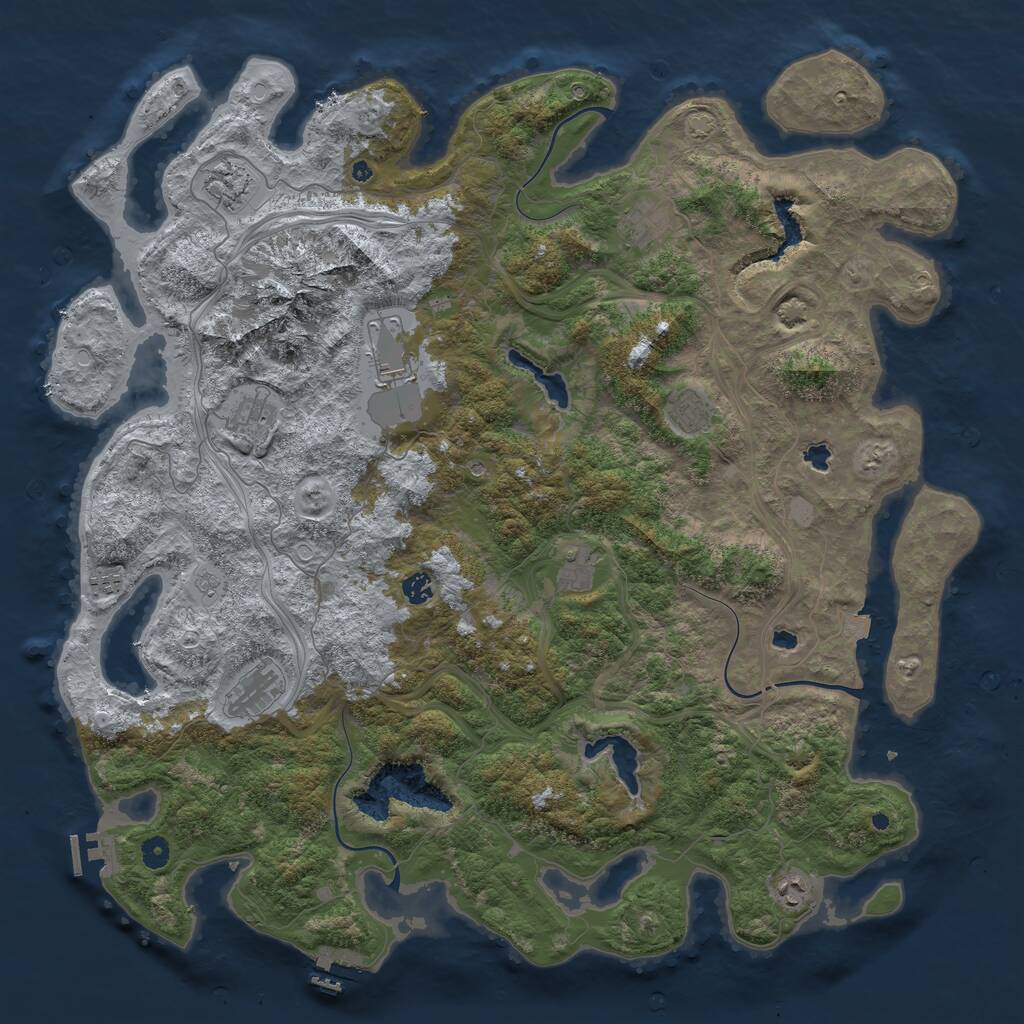 Rust Map: Procedural Map, Size: 5000, Seed: 9271, 16 Monuments