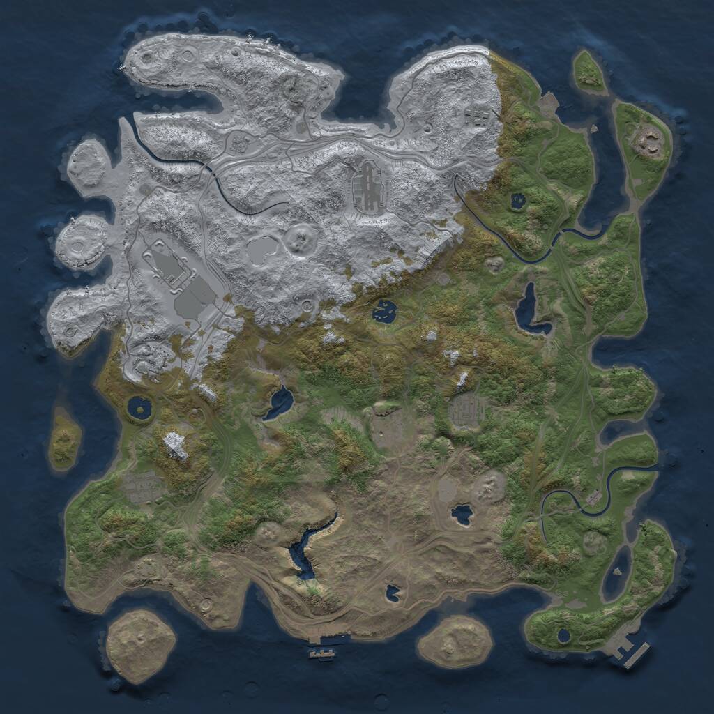 Rust Map: Procedural Map, Size: 4500, Seed: 1268294147, 15 Monuments