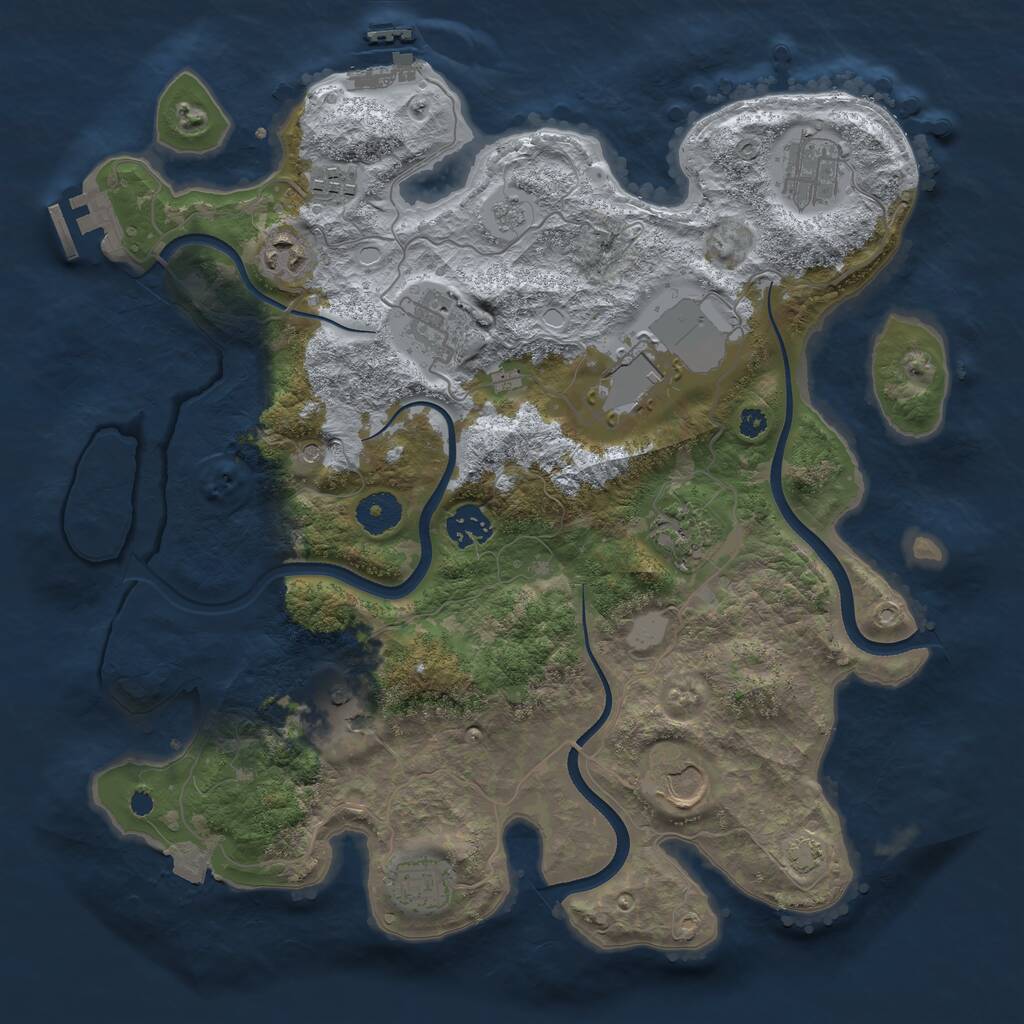 Rust Map: Procedural Map, Size: 3600, Seed: 193, 16 Monuments