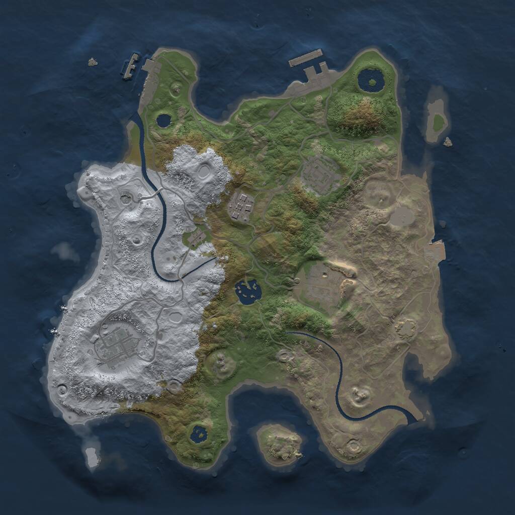 Rust Map: Procedural Map, Size: 3000, Seed: 687090777, 10 Monuments