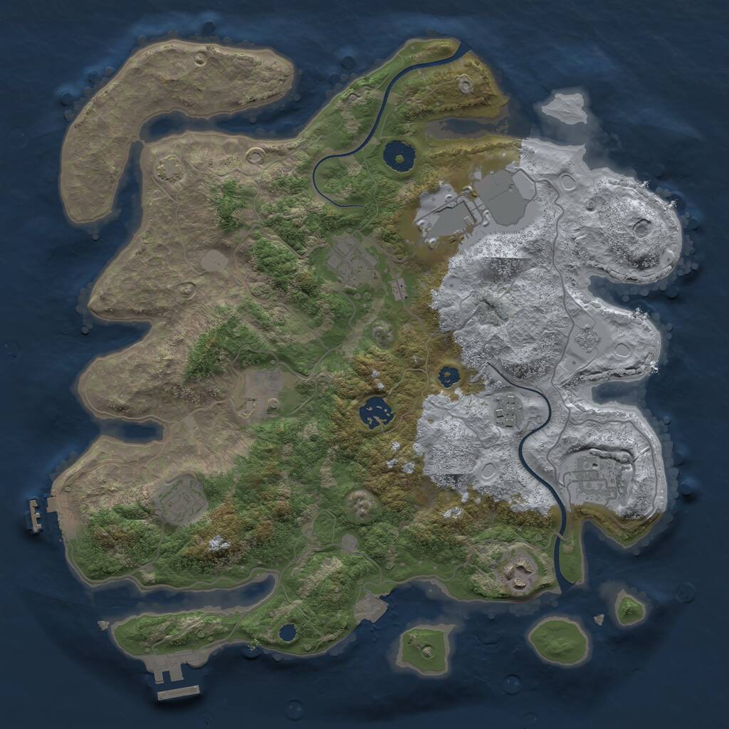 Rust Map: Procedural Map, Size: 3500, Seed: 311579009, 13 Monuments