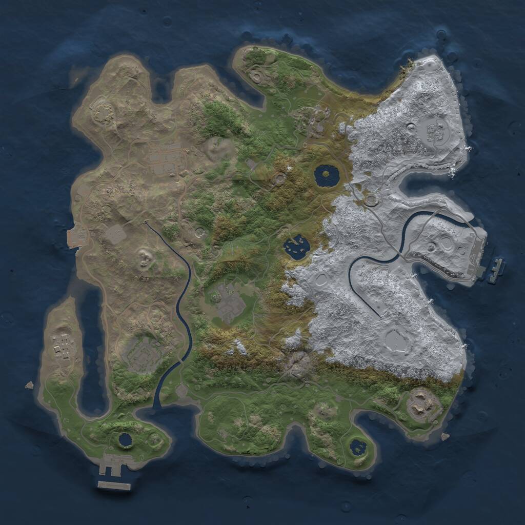 Rust Map: Procedural Map, Size: 3250, Seed: 628629546, 13 Monuments