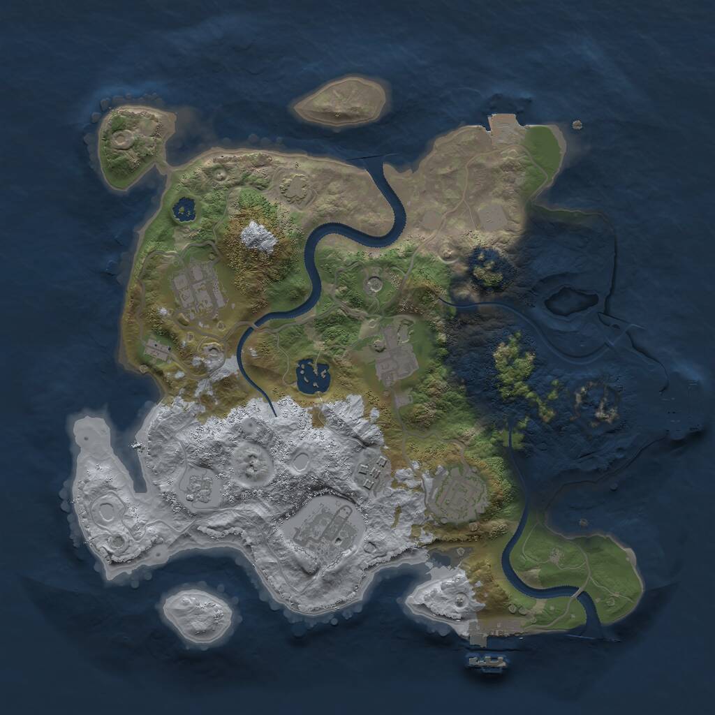 Rust Map: Procedural Map, Size: 3000, Seed: 54974284, 12 Monuments