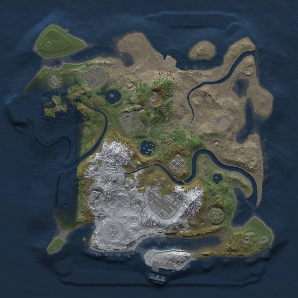 Rust Map: Procedural Map, Size: 3000, Seed: 1080245111, 11 Monuments