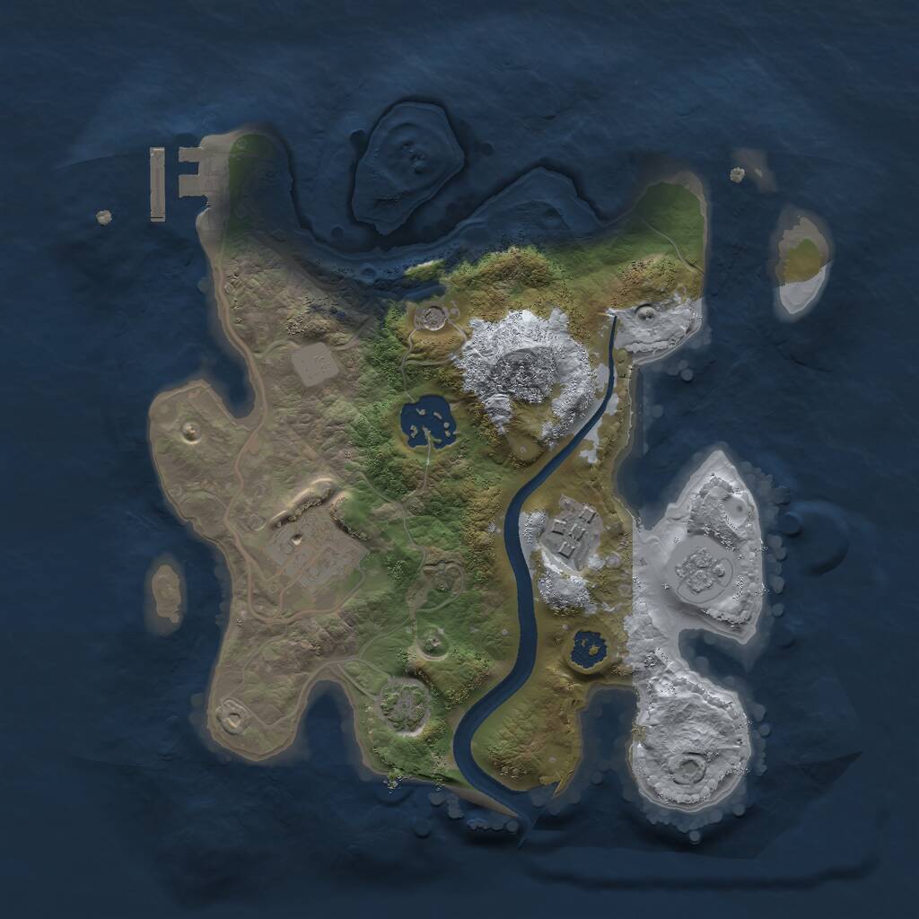 Rust Map: Procedural Map, Size: 2500, Seed: 4994, 8 Monuments