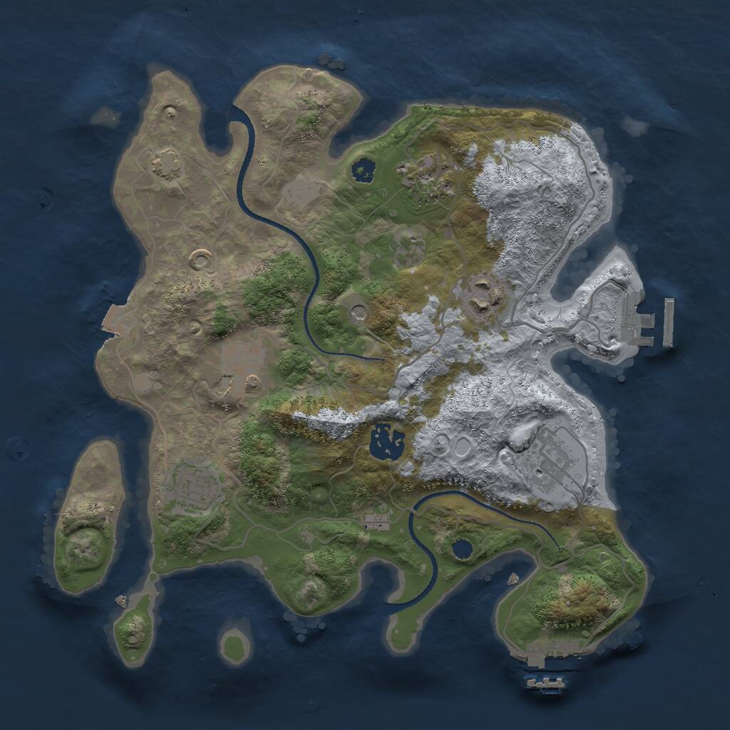 Rust Map: Procedural Map, Size: 3000, Seed: 33875406, 11 Monuments