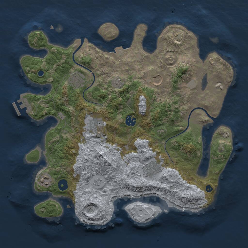 Rust Map: Procedural Map, Size: 3500, Seed: 214560129, 12 Monuments