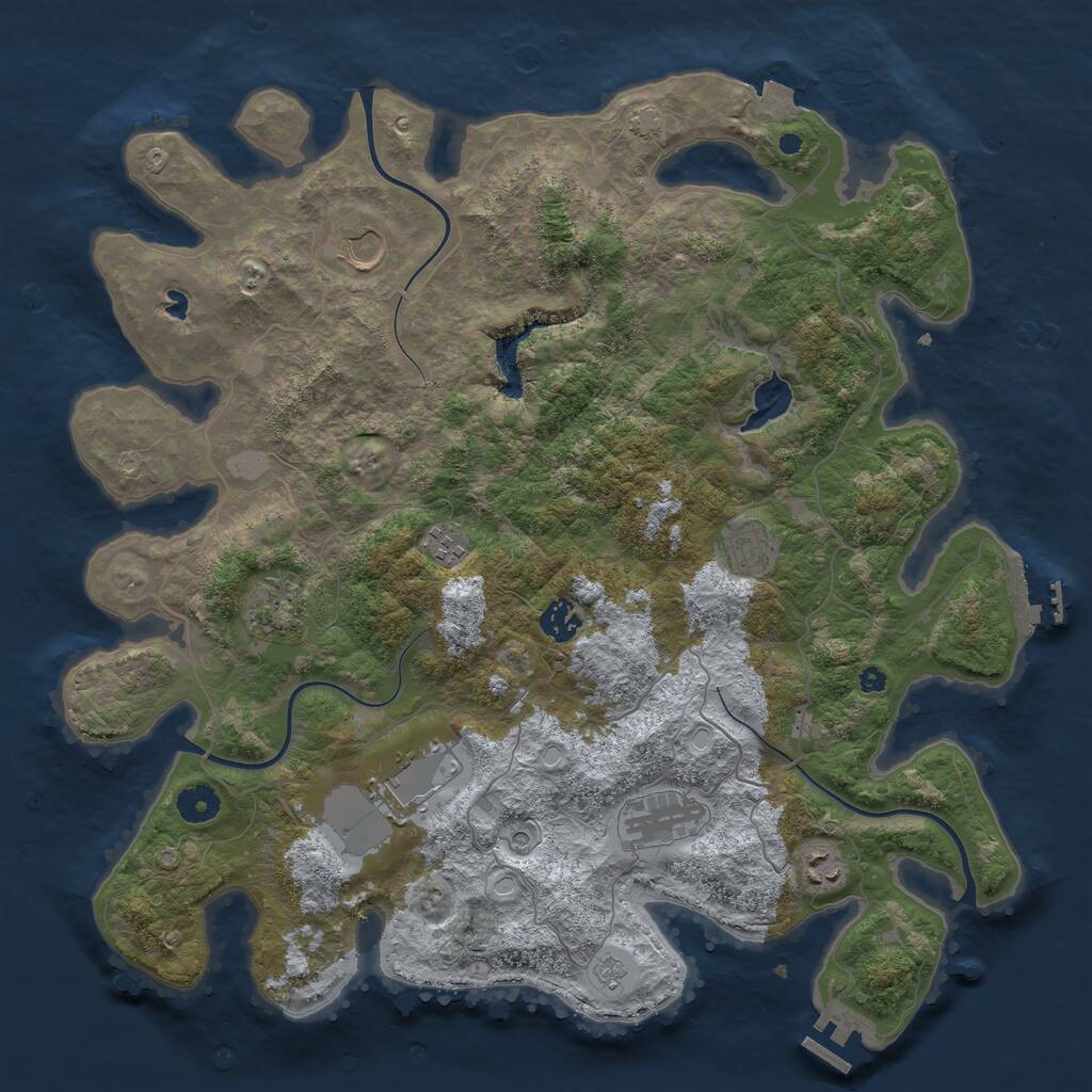 Rust Map: Procedural Map, Size: 4050, Seed: 968288324, 14 Monuments